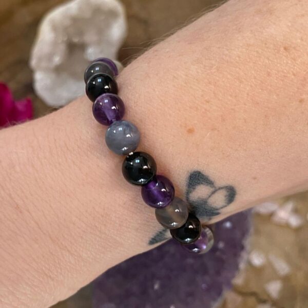 Perlenarmband Schutz-Turmalin, Achat & Amethyst von Healing with Sparkle - Fenja Schürer