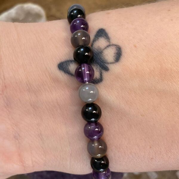 Perlenarmband Schutz-Turmalin, Achat & Amethyst von Healing with Sparkle - Fenja Schürer